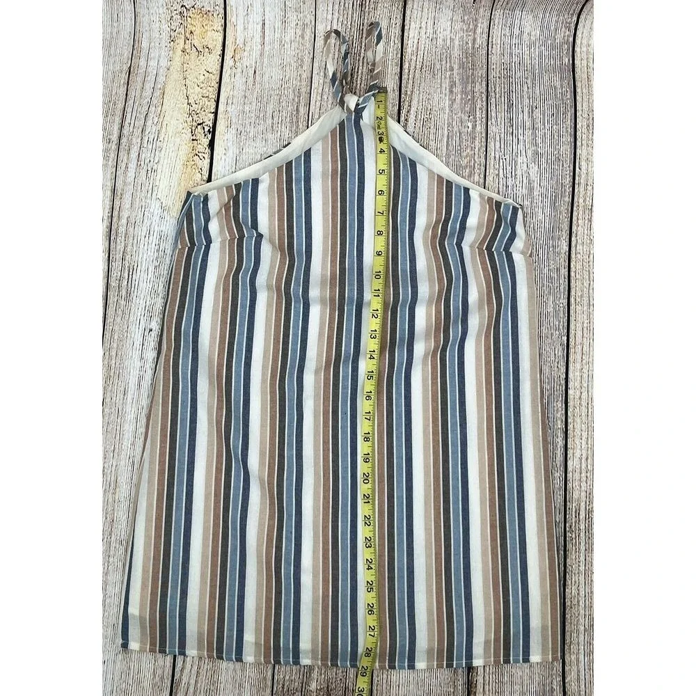 Le Lis Cassidy Stripe Halter Neck Dress Size Small Blue Taupe NWT‎
